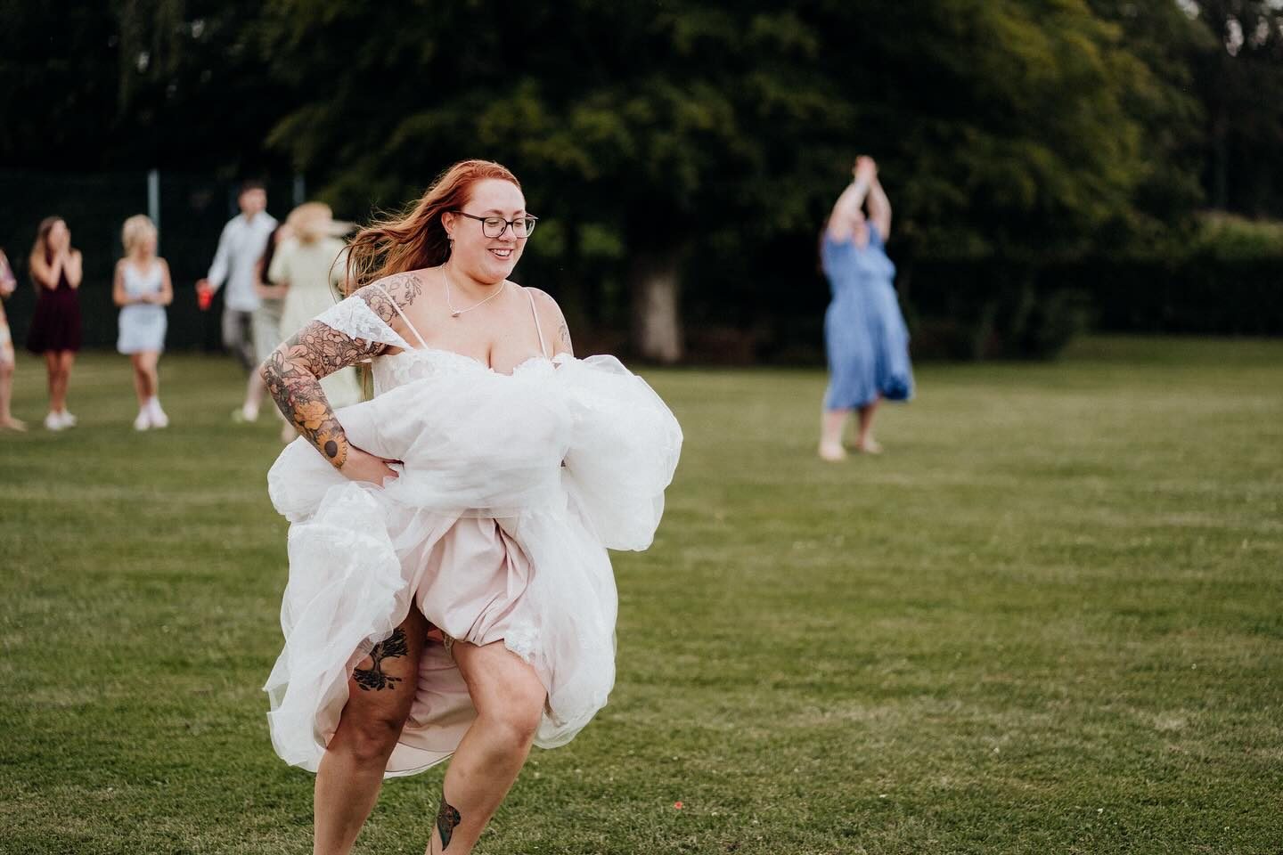 Wedding reception on the lawn at Scotgate Cottage, a countryside events venue in Norfolk